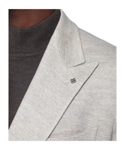 Tagliatore Beige Double-breasted Wool-blend Jacket In Gray