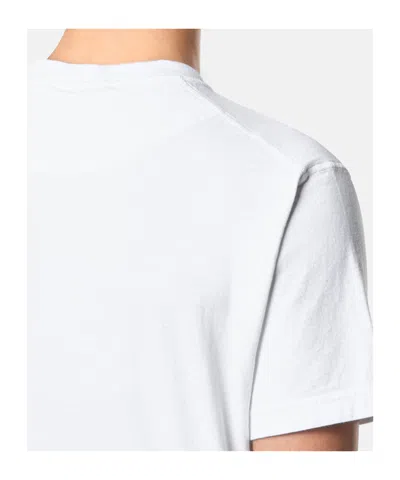 Stone Island Short-sleeved Crew Neck T-shirt With Subtle Emblem Patch In White