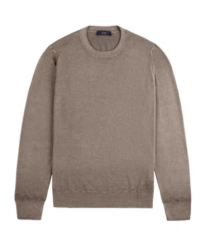 Fay Crew-neck Wool Sweater In Brown