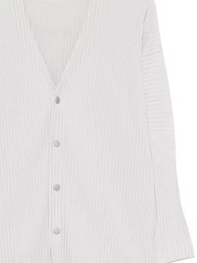 Issey Miyake Fine Pleated Polyester Jacket With V-neckline In White