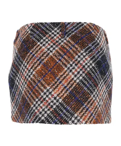 Missoni Multicolor Miniskirt With Concealed Zip Closure And All-over Zig-zag Motif In Wool Woman In Brown