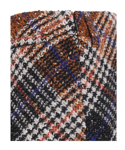Missoni Multicolor Miniskirt With Concealed Zip Closure And All-over Zig-zag Motif In Wool Woman In Brown