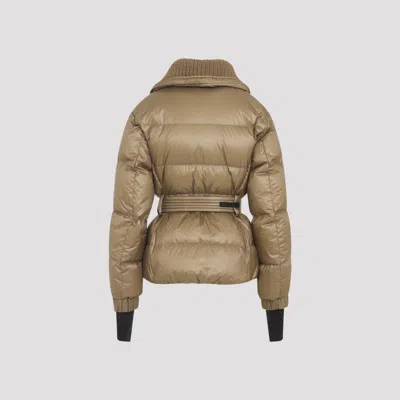 Moncler Polyamide Padded Jacket Adjustable Belt In Brown