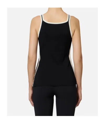Elisabetta Franchi Viscose Top With Logo Bands In Black