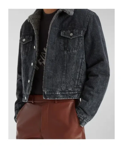 Fendi Men Ff Motif Denim Blouson In Black