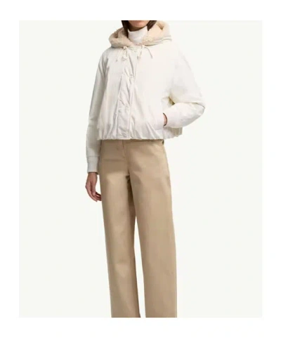 Moncler Nisiro Teddy-trimmed Hooded Short Down Jacket In White