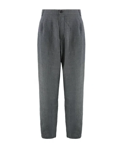 Darkpark Relaxed Fit Wool Trousers With Pleated Front In Gray