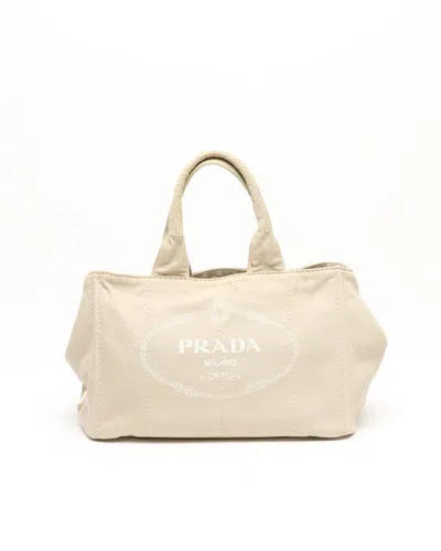 Prada Small Canapa Bag In Neutral