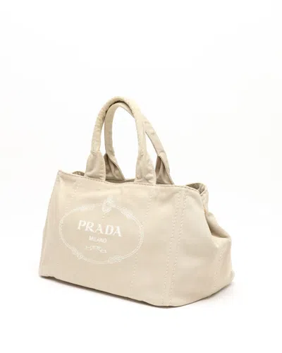 Prada Small Canapa Bag In Neutral