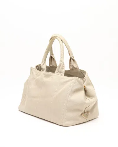 Prada Small Canapa Bag In Neutral