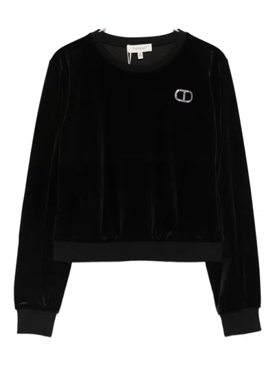 Twinset Logo-embellished Sweatshirt In Black