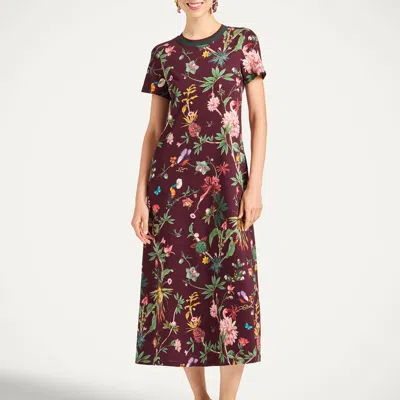 La Doublej Sporty Swing Floral-print Dress In Brown