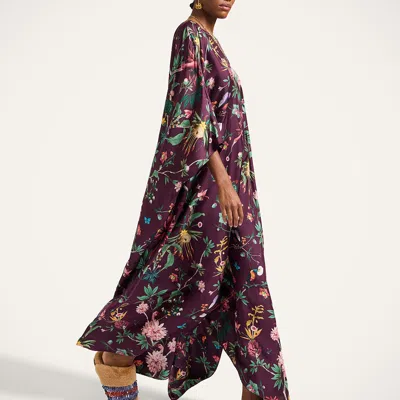 La Doublej La Double J Square Belted Printed Silk Kaftan Dress In Multi