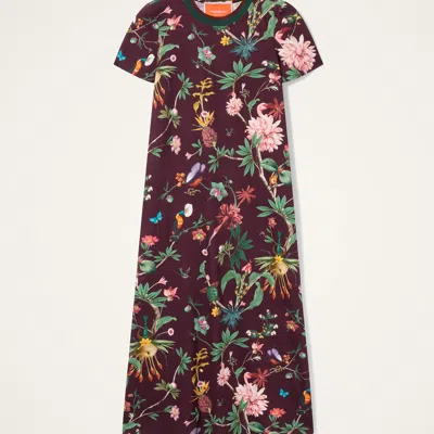 La Doublej Sporty Swing Floral-print Dress In Brown