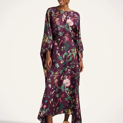 La Doublej La Double J Square Belted Printed Silk Kaftan Dress In Multi