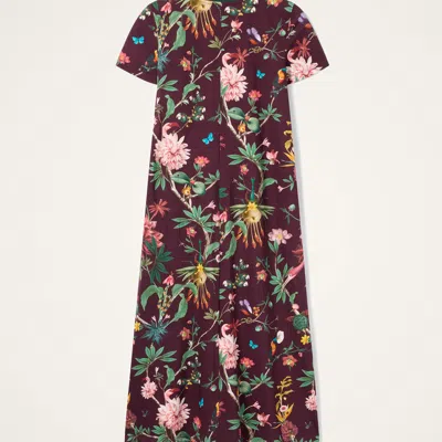 La Doublej Sporty Swing Floral-print Dress In Brown