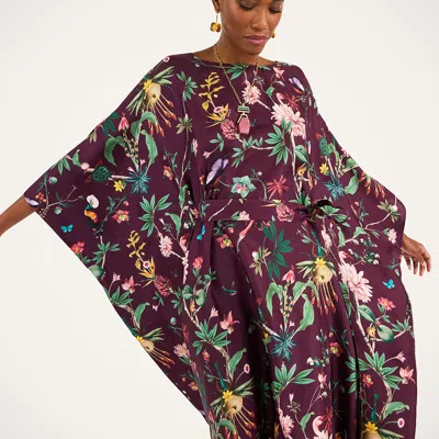 La Doublej La Double J Square Belted Printed Silk Kaftan Dress In Multi