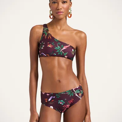 La Doublej Goddess One-shoulder Floral-print Bikini Top In Multi