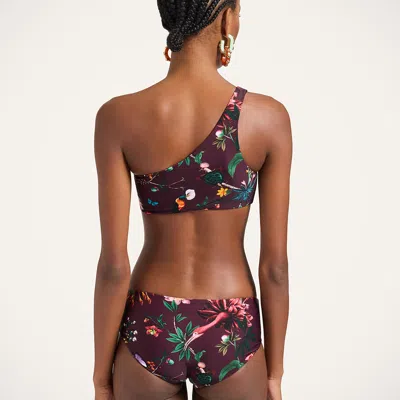 La Doublej Goddess One-shoulder Floral-print Bikini Top In Multi