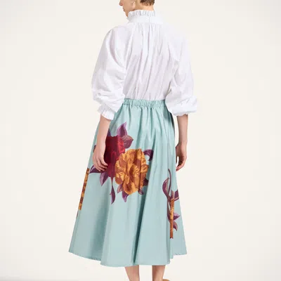 La Doublej Floral Drawstring Midi Skirt In Green