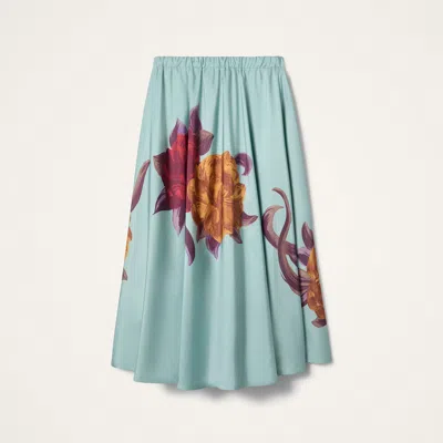La Doublej Floral Drawstring Midi Skirt In Green