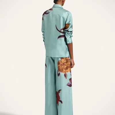 La Doublej La Double J Printed Silk-twill Palazzo Trousers In Green