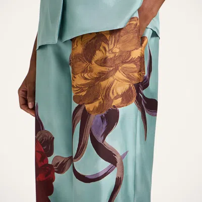 La Doublej La Double J Printed Silk-twill Palazzo Trousers In Green