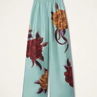 La Doublej La Double J Printed Silk-twill Palazzo Trousers In Green