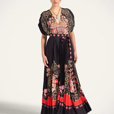 La Doublej Belted Pleated Printed Crepe De Chine Maxi Dress In Multi