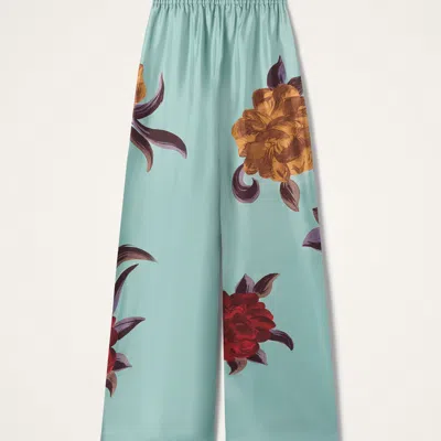 La Doublej La Double J Printed Silk-twill Palazzo Trousers In Green