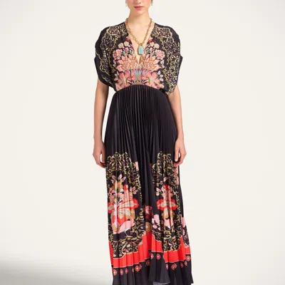 La Doublej Belted Pleated Printed Crepe De Chine Maxi Dress In Multi