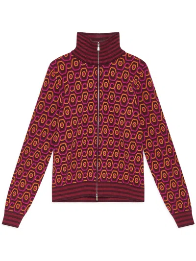 Maliparmi Geometric-pattern Zip-up Cardigan In Brown