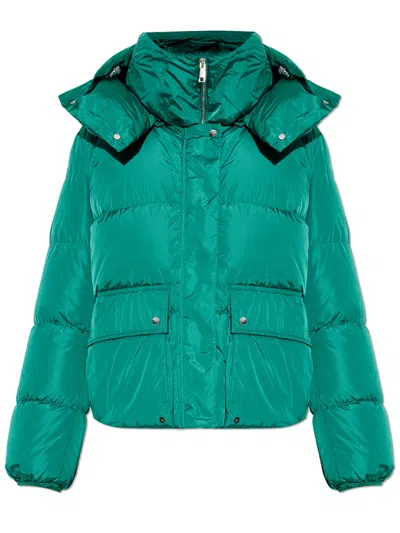 Add Hooded Puffer Jacket In Green
