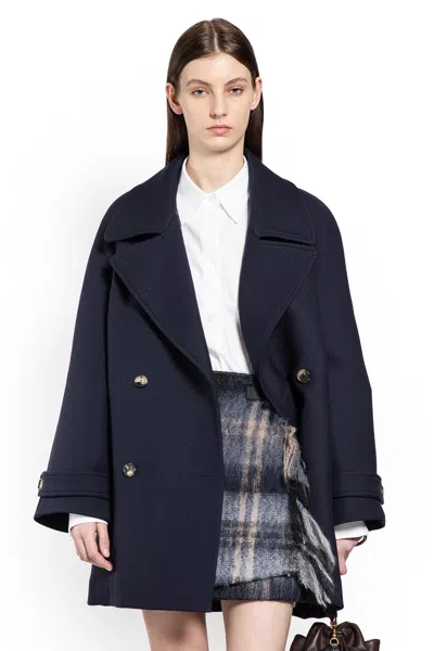 Loewe Coat In Wool Blend In Blue