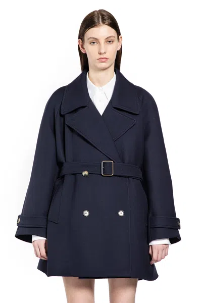 Loewe Coat In Wool Blend In Blue