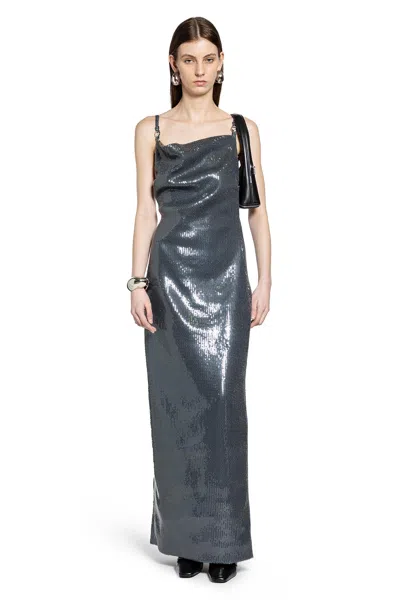 Coperni Logo Dress In Silver