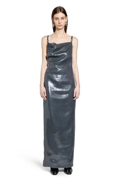 Coperni Logo Dress In Silver