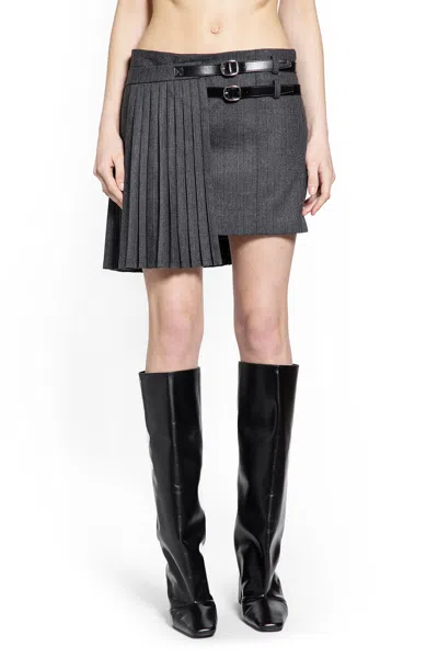 Coperni Pleated Uniform Mini Skirt In Gray
