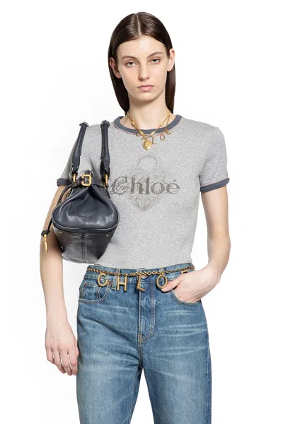 Chloé Baby Fit T-shirt With Logo In Cotton Jersey In Gray