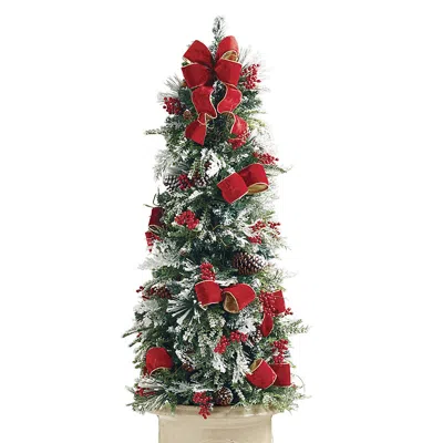 Frontgate Christmas Cheer Flocked 5 Ft Potted Tree