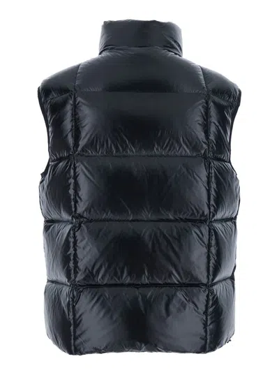 Dsquared2 Black Sleeveless Down Jacket With High Neck And Logo Patch On The Front In Tech Fabric Man In Blue