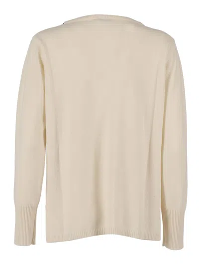 Kangra Cashmere Boat Neck Sweater With Trimmings Insert In White