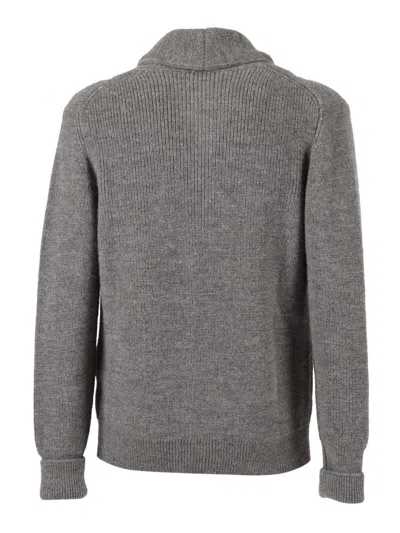 Kangra Cashmere Textured Knit Shawl-collared Jacket With Functional Pockets In Gray