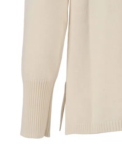 Kangra Cashmere Boat Neck Sweater With Trimmings Insert In White