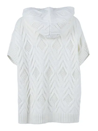Kangra Cashmere Mantella Over Con Rombi Punzonati In White