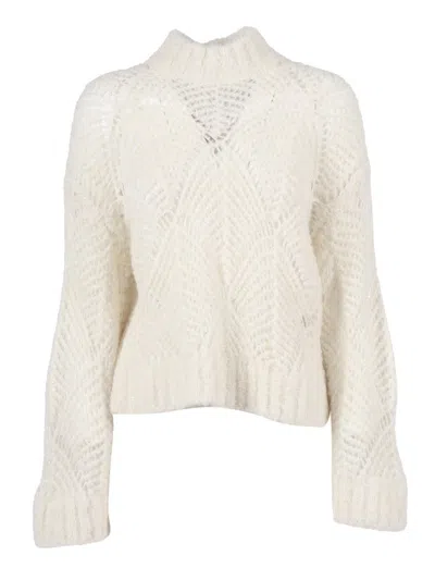 Antonelli Long-sleeved Knitted Sweater In Neutral