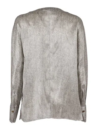 Antonelli Silk Shirt With Classic Collar And Buttoned Cuffs In Neutral