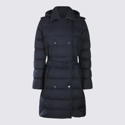 Burberry Quilted Hooded Double-breasted Belted Jacket In Black
