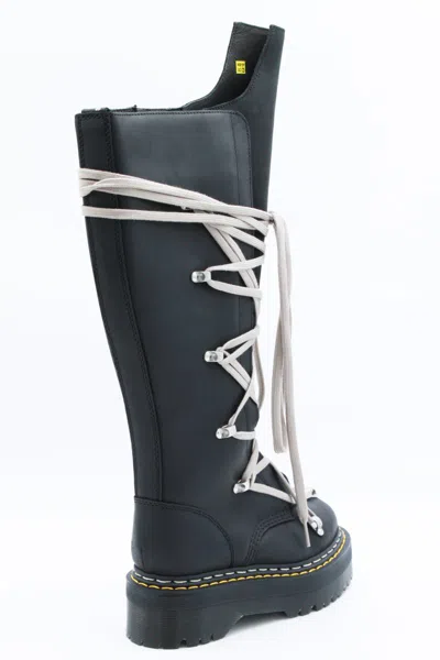 Dr. Martens X Rick Owens 1b60 Quad Sole Pentalace Leather Boots In Black