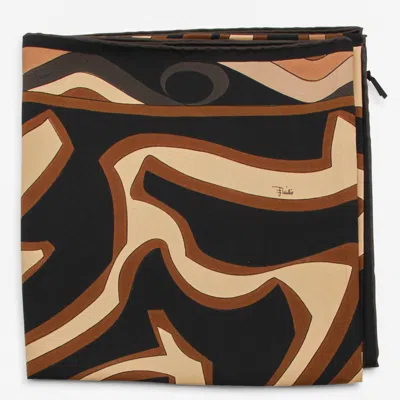 Pucci Abstract Pattern Square Scarf In Lightweight Fabric In Brown
